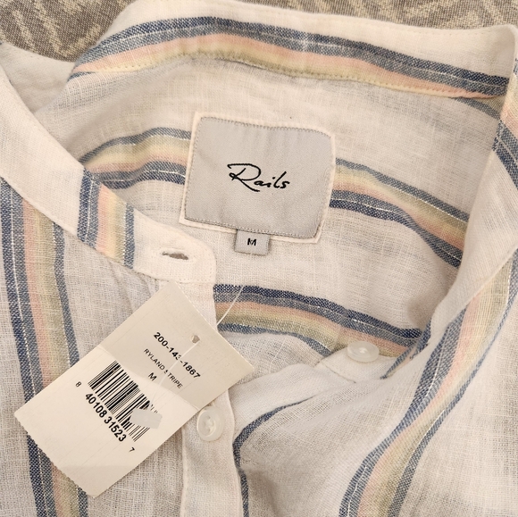 Rails Linen Angelina Dress Grated Print White Color Size M NWT Women Vacation - Picture 5 of 15